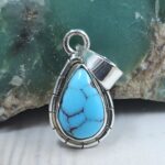 Egyptian Turquoise 1" 925 Sterling Silver Pendant (REXT89-367)