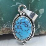 Egyptian Turquoise 1" 925 Sterling Silver Pendant (REXT89-411)