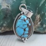 Egyptian Turquoise 1" 925 Sterling Silver Pendant (REXT89-410)