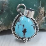 Egyptian Turquoise 1" 925 Sterling Silver Pendant (REXT89-406)