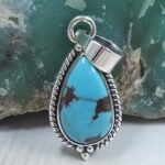 Egyptian Turquoise 1" 925 Sterling Silver Pendant (REXT89-395)