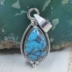 Egyptian Turquoise 1" 925 Sterling Silver Pendant (REXT89-407)