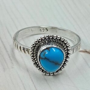 Egyptian Turquoise Size US 8 925 Sterling Silver Ring (RS25-148)