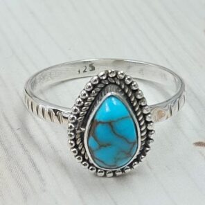 Egyptian Turquoise Size US 9 925 Sterling Silver Ring (RS25-141)