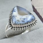 Dendratic Agate Size US 10 925 Sterling Silver Ring (REXT43-179)