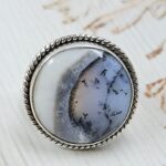 Dendratic Agate Size US 10 925 Sterling Silver Ring (REXT43-177)