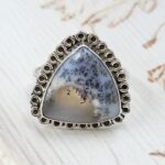 Dendratic Agate Size US 10 925 Sterling Silver Ring (REXT43-174)