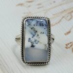 Dendratic Agate Size US 9 925 Sterling Silver Ring (REXT43-169)