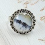 Dendratic Agate Size US 10 925 Sterling Silver Ring (REXT43-172)