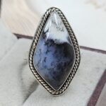 Dendratic Agate Size US 10 925 Sterling Silver Ring (REXT43-175)