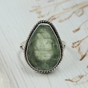 Green Fluorite Size US 10 925 Sterling Silver Ring (REXT112-249)