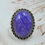 Purple Rainbow Moonstone Size US 10 925 Sterling Silver Ring (REXT111-78)