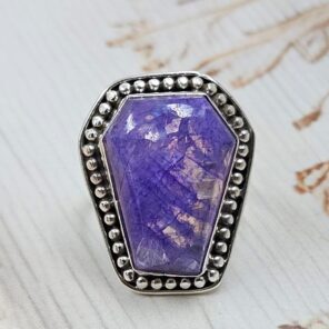 Purple Rainbow Moonstone Size US 7 925 Sterling Silver Ring (REXT111-51)