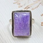 Purple Rainbow Moonstone Size US 9 925 Sterling Silver Ring (REXT111-66)