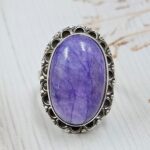 Purple Rainbow Moonstone Size US 8 925 Sterling Silver Ring (REXT111-60)