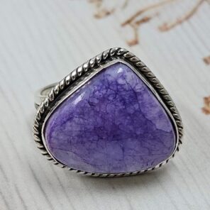 Purple Rainbow Moonstone Size US 9 925 Sterling Silver Ring (REXT111-69)