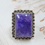 Purple Rainbow Moonstone Size US 8 925 Sterling Silver Ring (REXT111-56)