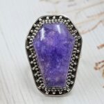 Purple Rainbow Moonstone Size US 8 925 Sterling Silver Ring (REXT111-57)