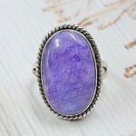 Purple Rainbow Moonstone Size US 7 925 Sterling Silver Ring (REXT111-49)