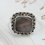 Black Mother Of Pearl Size US 8 925 Sterling Silver Ring (REXT68-498)