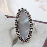 White Mother Of Pearl Size US 9 925 Sterling Silver Ring (REXT68-461)