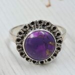 Purple Copper Turquoise Size US 10 925 Sterling Silver Ring (REXT43-201)