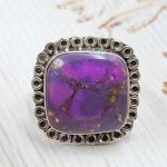 Purple Copper Turquoise Size US 9 925 Sterling Silver Ring (REXT43-189)
