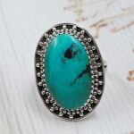 Tibetan Turquoise Size US 7 925 Sterling Silver Ring (REXT72-336)