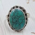Tibetan Turquoise Size US 10 925 Sterling Silver Ring (REXT72-296)