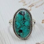 Tibetan Turquoise Size US 9 925 Sterling Silver Ring (REXT72-309)