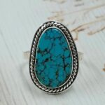 Tibetan Turquoise Size US 9 925 Sterling Silver Ring (REXT72-310)