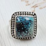 Tibetan Turquoise Size US 8 925 Sterling Silver Ring (REXT72-314)