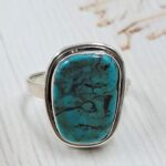Tibetan Turquoise Size US 9 925 Sterling Silver Ring (REXT72-312)