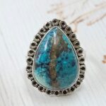 Tibetan Turquoise Size US 9 925 Sterling Silver Ring (REXT72-311)
