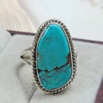 Tibetan Turquoise Size US 7 925 Sterling Silver Ring (REXT72-329)