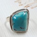 Tibetan Turquoise Size US 8 925 Sterling Silver Ring (REXT72-320)