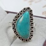 Tibetan Turquoise Size US 9 925 Sterling Silver Ring (REXT72-305)