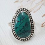 Tibetan Turquoise Size US 10 925 Sterling Silver Ring (REXT72-291)