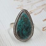 Tibetan Turquoise Size US 9 925 Sterling Silver Ring (REXT72-308)
