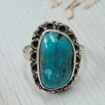 Tibetan Turquoise Size US 7 925 Sterling Silver Ring (REXT72-333)