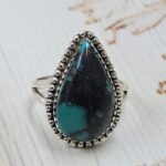 Tibetan Turquoise Size US 8 925 Sterling Silver Ring (REXT72-321)