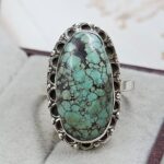 Tibetan Turquoise Size US 10 925 Sterling Silver Ring (REXT72-292)
