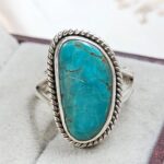 Tibetan Turquoise Size US 8 925 Sterling Silver Ring (REXT72-316)