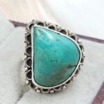 Tibetan Turquoise Size US 8 925 Sterling Silver Ring (REXT72-317)