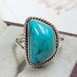 Tibetan Turquoise Size US 9 925 Sterling Silver Ring (REXT72-307)