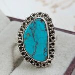 Tibetan Turquoise Size US 7 925 Sterling Silver Ring (REXT72-326)