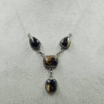 Black Jack Turquoise 925 Sterling Silver Necklace (RS103-283)