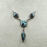 Black Jack Turquoise 925 Sterling Silver Necklace (RS103-291)