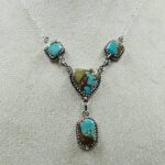 Black Jack Turquoise 925 Sterling Silver Necklace (RS103-294)