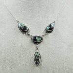 Black Jack Turquoise 925 Sterling Silver Necklace (RS103-295)